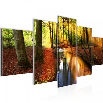 Canvas 5 luik schilderij herfstbos 2 200 x 100 cm 60235