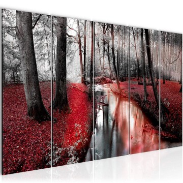 Canvas 5 luik schilderij herfstbos 2 220 x 80 cm 602355