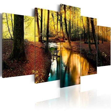 Canvas 5 luik schilderij herfstbos 3 240 x 112 cm c a 0064 b n