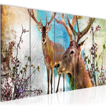 Canvas 5 luik schilderij herten 1 220 x 80 cm 012055