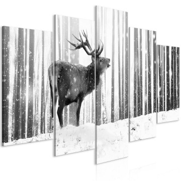 Canvas 5 luik schilderij herten 14 240 x 112 cm 0521 b m