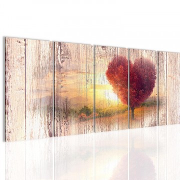 Canvas 5 luik schilderij houten hart12220 x 80 cm 606555