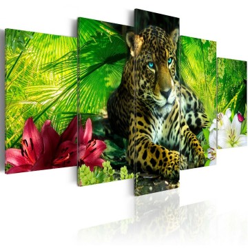 Canvas 5 luik schilderij jaguar afrika 1 240 x 112 cm 0042 b m