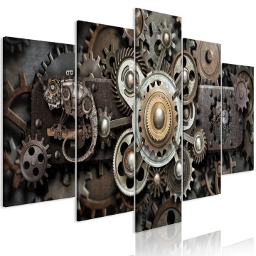 Canvas 5 luik schilderij klok 1 240 x 112 cm ac 0103 bm