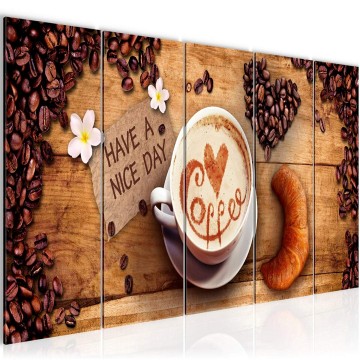 Canvas 5 luik schilderij koffie 1 220 x 80 cm 501255