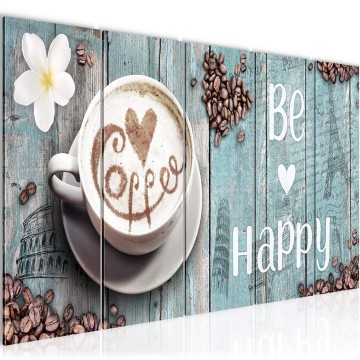 Canvas 5 luik schilderij koffie 10 220 x 80 cm 020755