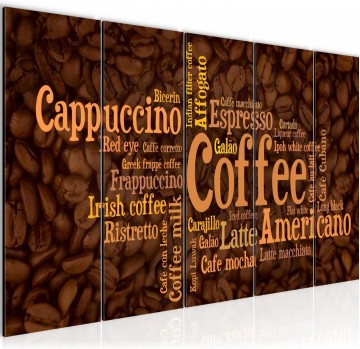 Canvas 5 luik schilderij koffie 220 x 80 cm 036755a