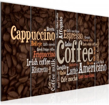Canvas 5 luik schilderij koffie 220 x 80 cm 036755b