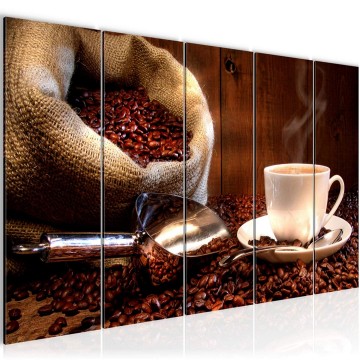 Canvas 5 luik schilderij koffie 3 220 x 80 cm 501855