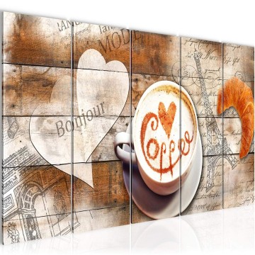 Canvas 5 luik schilderij koffie 5 220 x 80 cm 012855