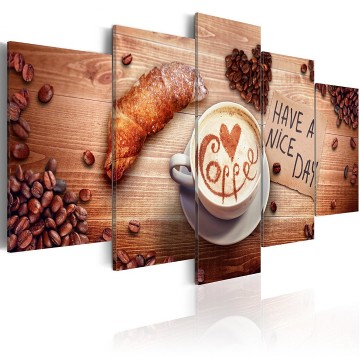 Canvas 5 luik schilderij koffie 5 240 x 112 cm f a 0013 b a