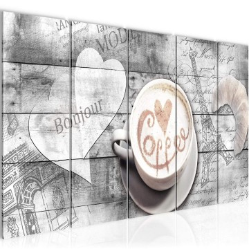 Canvas 5 luik schilderij koffie 7 220 x 80 cm 012855