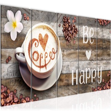 Canvas 5 luik schilderij koffie 8 220 x 80 cm 020755