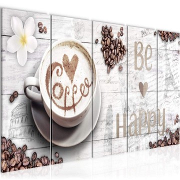 Canvas 5 luik schilderij koffie 9 220 x 80 cm 020755