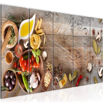 Canvas 5 luik schilderij kruiden 10 220 x 80 cm 019255