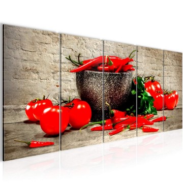 Canvas 5 luik schilderij kruiden 2 220 x 80 cm 005855