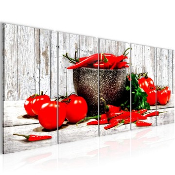 Canvas 5 luik schilderij kruiden 3 220 x 80 cm 005855