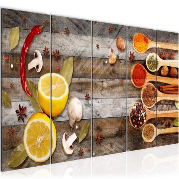 Canvas 5 luik schilderij kruiden 7 220 x 80 cm 019655