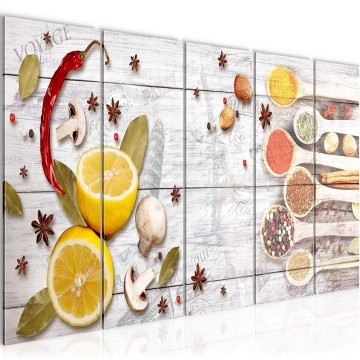 Canvas 5 luik schilderij kruiden 8 220 x 80 cm 019655