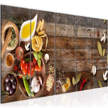 Canvas 5 luik schilderij kruiden 9 220 x 80 cm 019255