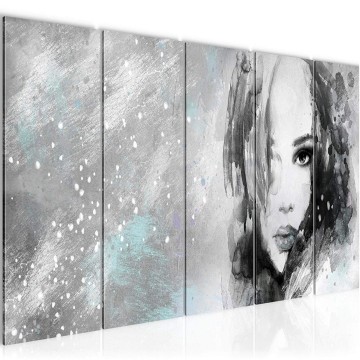 Canvas 5 luik schilderij kunst vrouw 2 220 x 80 cm 025555 ama