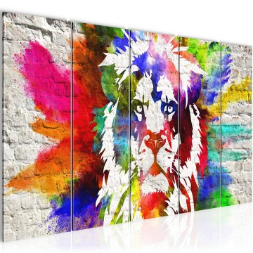 Canvas 5 luik schilderij leeuw 5 220 x 80 cm 303555