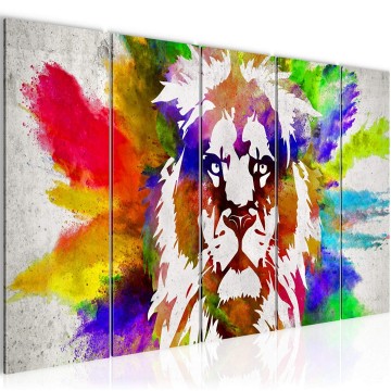 Canvas 5 luik schilderij leeuw 6 220 x 80 cm 303555