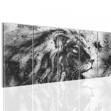 Canvas 5 luik schilderij leeuw geschilderd2 220 x 80 cm 002255