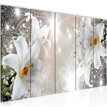 Canvas 5 luik schilderij lelie 10 220 x 80 cm 211455