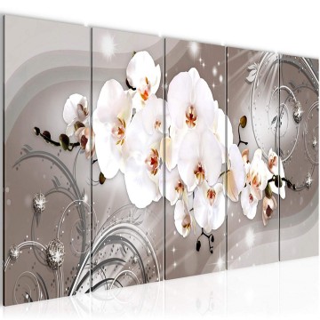 Canvas 5 luik schilderij lelie 3 220 x 80 cm 006255