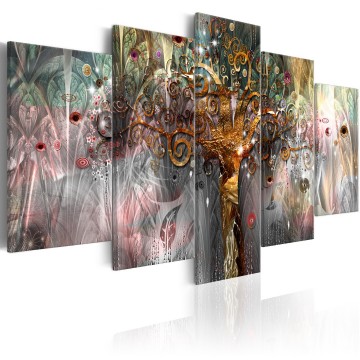 Canvas 5 luik schilderij levensboom 1 240 x 112 cm l a 0008 b n