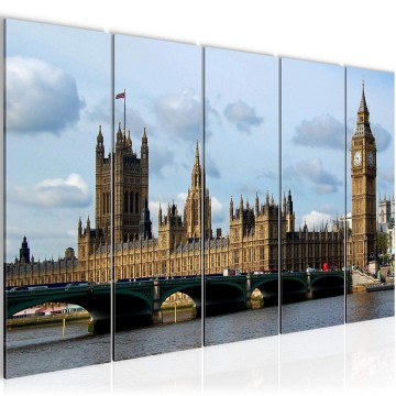 Canvas 5 luik schilderij londen 4 big ben 220 x 80 cm 609655