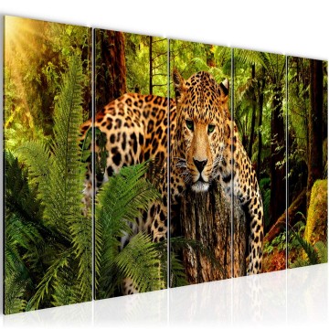 Canvas 5 luik schilderij luipaard 1 220 x 80 cm 003555