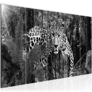 Canvas 5 luik schilderij luipaard 3 220 x 80 cm 003555