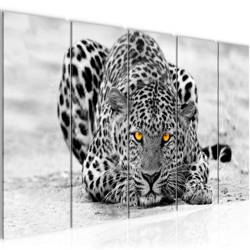 Canvas 5 luik schilderij luipaard 4 220 x 80 cm 000355