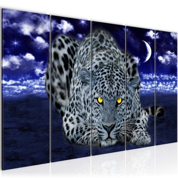 Canvas 5 luik schilderij luipaard 6 220 x 80 cm 000355