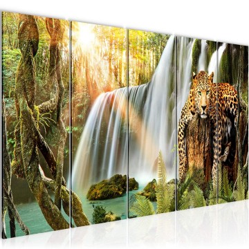 Canvas 5 luik schilderij luipaard 7 220 x 80 cm 013155