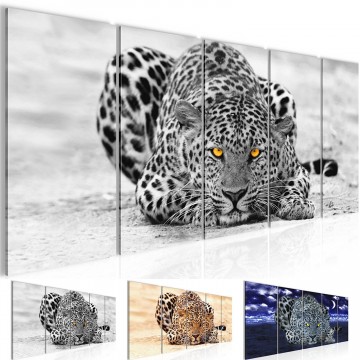 Canvas 5 luik schilderij luipaard1 220 x 80 cm 000312