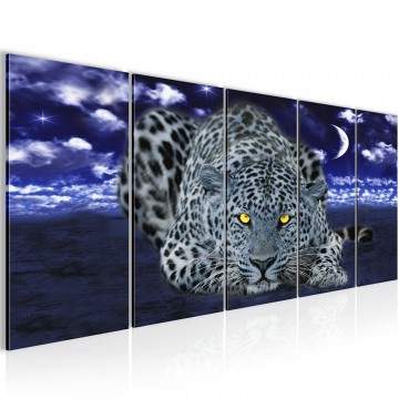Canvas 5 luik schilderij luipaard4 220 x 80 cm 000312