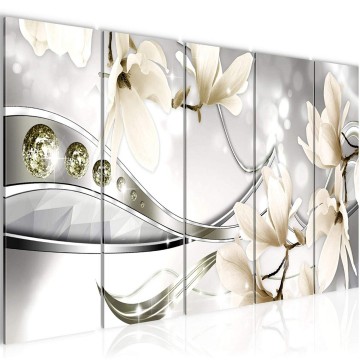 Canvas 5 luik schilderij magnolia 2 220 x 80 cm 207255