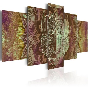 Canvas 5 luik schilderij masker 3 240 x 112 cm n a 0051 b n