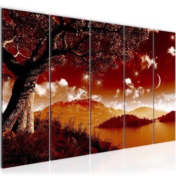 Canvas 5 luik schilderij nachtleven 1 220 x 80 cm 601355