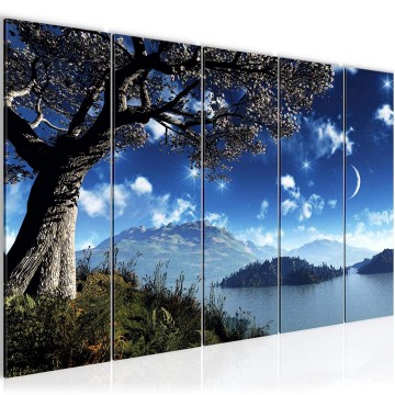 Canvas 5 luik schilderij nachtleven 2 220 x 80 cm 601355