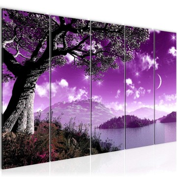 Canvas 5 luik schilderij nachtleven 3 220 x 80 cm 601355