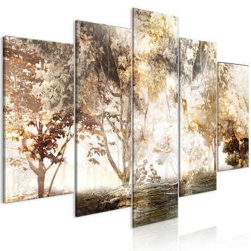 Canvas 5 luik schilderij natuur bomen 240 x 112 cm b c 10153 b a