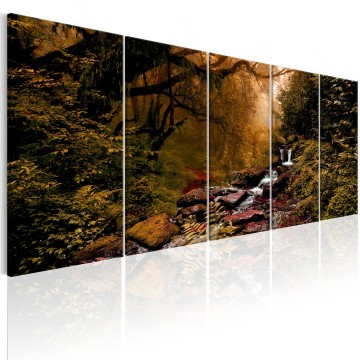 Canvas 5 luik schilderij natuur bos 0001 240 x 90 cm 0193 b