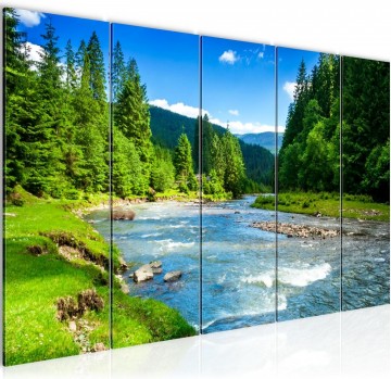 Canvas 5 luik schilderij natuur bos 220 x 80 cm 049855a