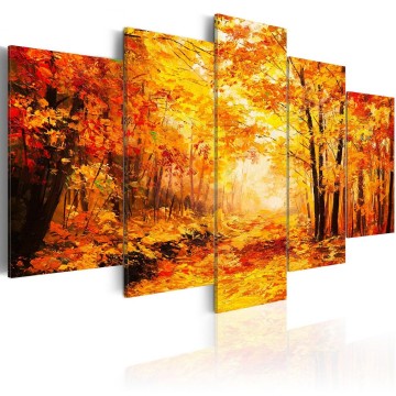 Canvas 5 luik schilderij natuur herfstbos 11 240 x 112 cm cb 0093 bm