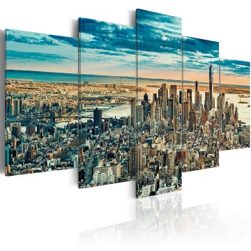 Canvas 5 luik schilderij new york 13 240 x 112 cm d b 0069 b n