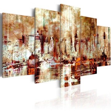 Canvas 5 luik schilderij new york 37 240 x 112 cm 0046 b n
